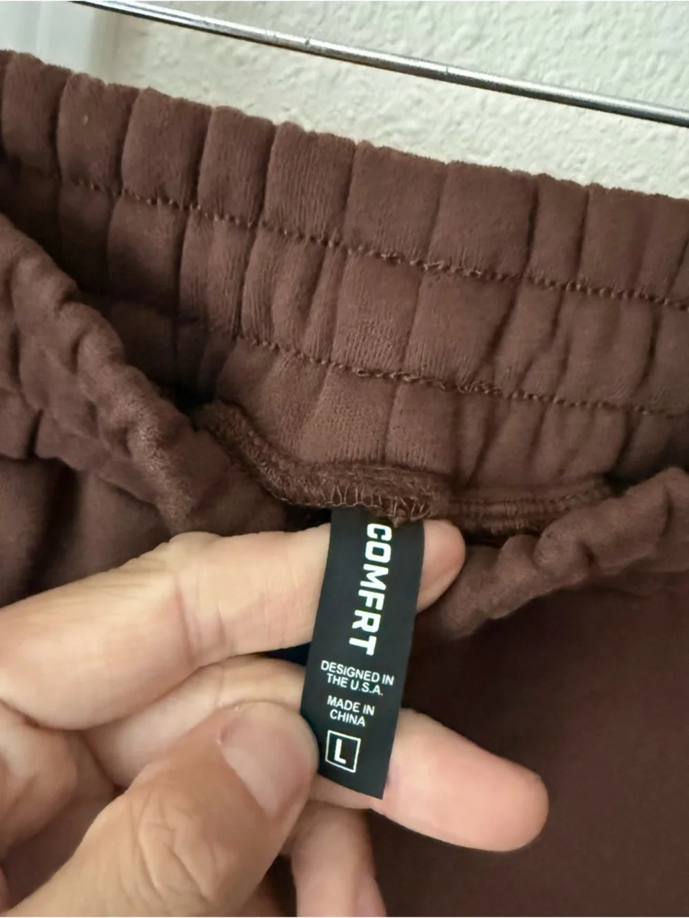 COMFRT brown cotton fleece soft lounge pull on jogger sweat pants - Picture 5 of 6